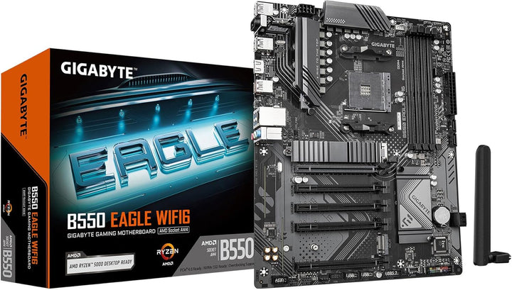 Gigabyte | B550 Eagle WIFI6 Motherboard 1xPCIe 4.0 + 1xPCIe 3.0 M.2, 1GbE LAN, WiFi 6, USB 3.2 Gen 2 | B550 EAGLE WIFI6