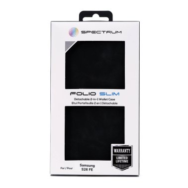 SPECTRUM | Folio Slim Detachable 2-1 Wallet Case Samsung Galaxy S26 FE - Black | S26FEFOLIO