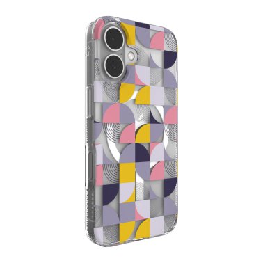 ZAGG | Milan Graphene Snap Case iPhone 16 - Pink/Grey Geometric | 15-13588
