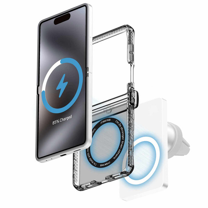 ITSKINS | Hybrid_R Hinge Clear w/Magnets Case for Samsung Galaxy Z Flip 8 | SGB8HIMCLSMOK