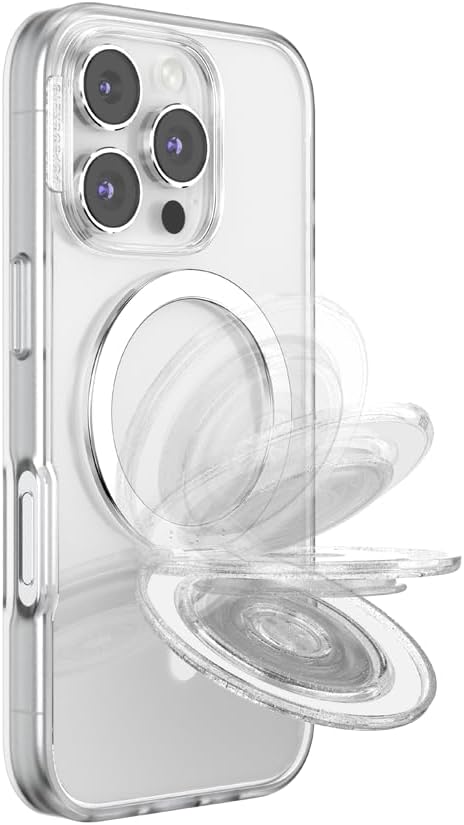 PopSockets | Kick-Out PopGrip with MagSafe - Clear Glitter | PS-809341