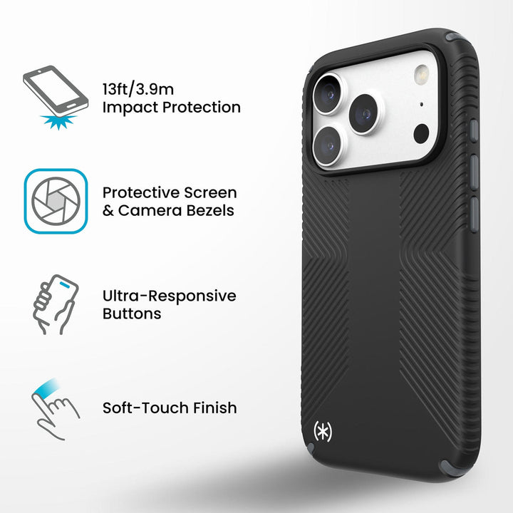 Speck | Presidio2 Grip MagSafe Case iPhone 18 Pro / 17 Pro with Camera Control  - Black | 151096-D143