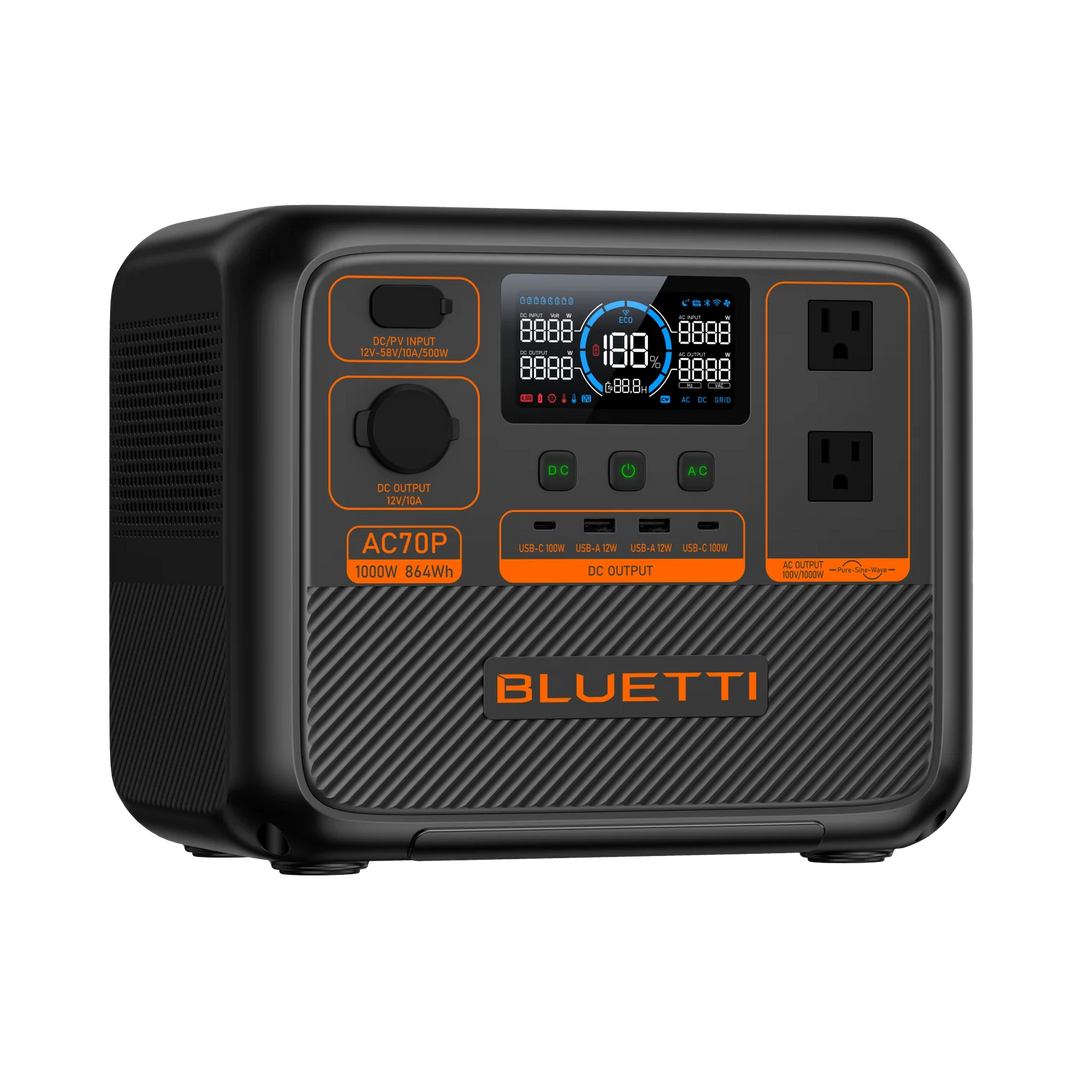 Bluetti | AC70P Portable Power Station 1000W 864Wh - Black | AC70P