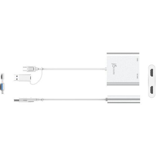 j5create | USB-C to Dual HDMI Multi-Monitor Adapter - White | JCA365