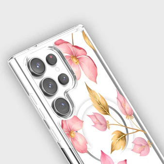 Caseco | Clear Design Case with MagSafe Samsung S25 Ultra - Pink Wildflower | ED24D8-00PK