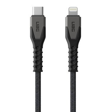/// UAG Rugged Kevlar Core USB-C to Lightning Charge/Sync Cable 5ft - Black/Grey | 9B4414114030 | PROMO ENDS NED