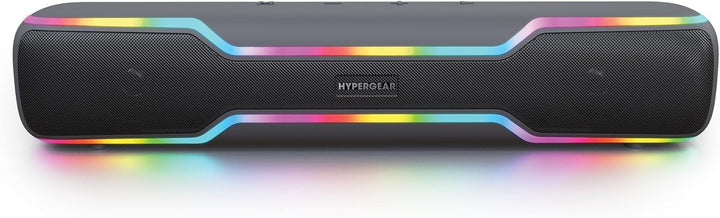 HyperGear | Wireless Bluetooth Speaker Soundbar-Style Powerful 20W HD Stereo Sound Multi LED Lighting - Black | 15925