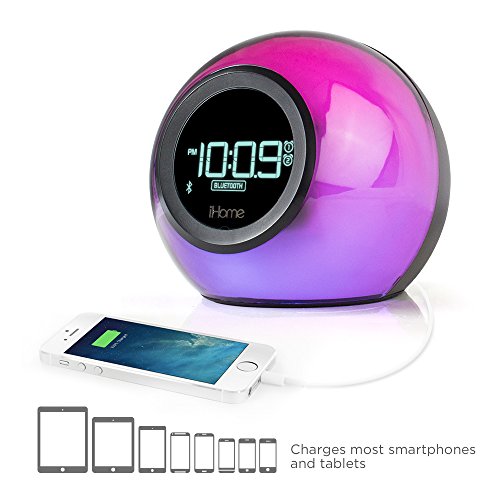 iHome | Colour Changing Bluetooth Dual Alarm Clock/Radio w/ USB-A Charging - Black | iBT29