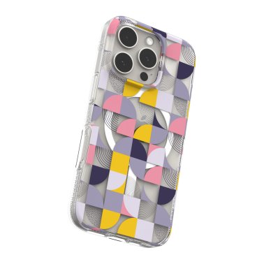 ZAGG | Milan Graphene Snap Case iPhone 16 Pro - Pink /Grey Geometric | 15-13426