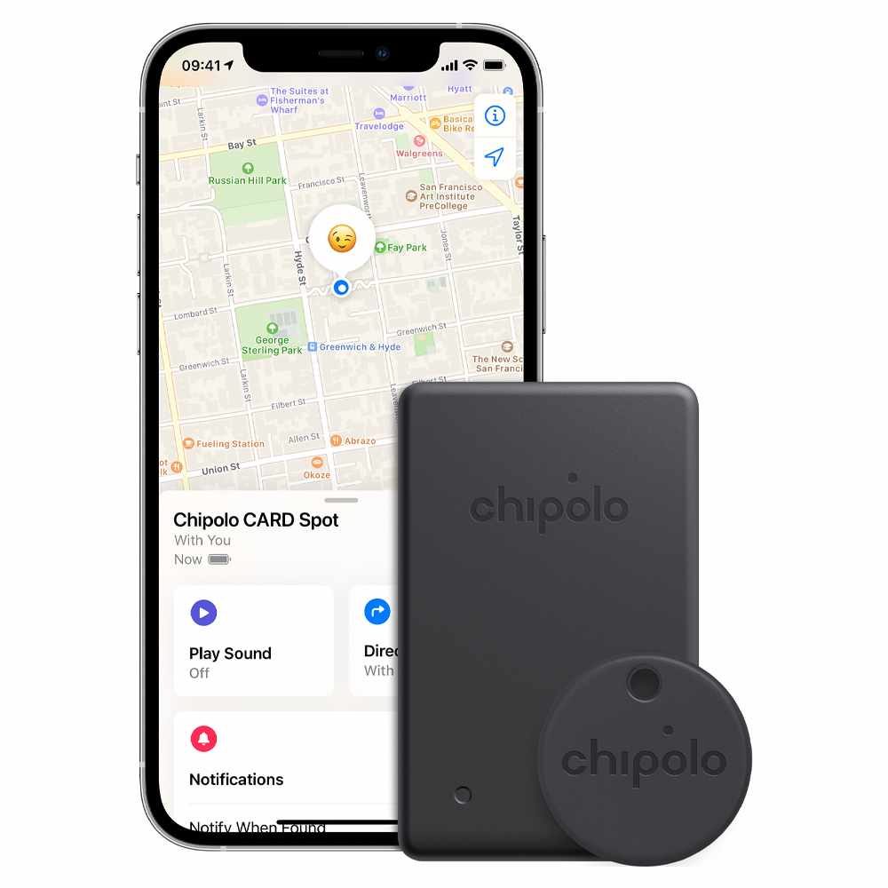 //// Chipolo Spot Bundle Bluetooth Item Finder with Apple Find My - One Spot and Card Spot - Black  |115-2161