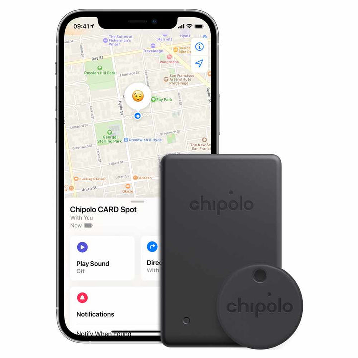 //// Chipolo Spot Bundle Bluetooth Item Finder with Apple Find My - One Spot and Card Spot - Black  |115-2161