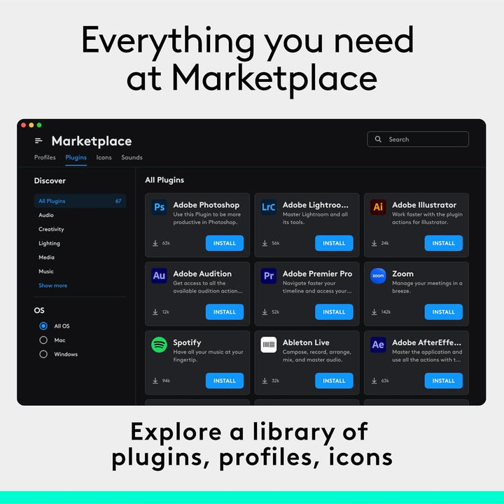 Logitech | MX Creative Console Programmable Keypad and Control Dial - Graphite | 920-012660