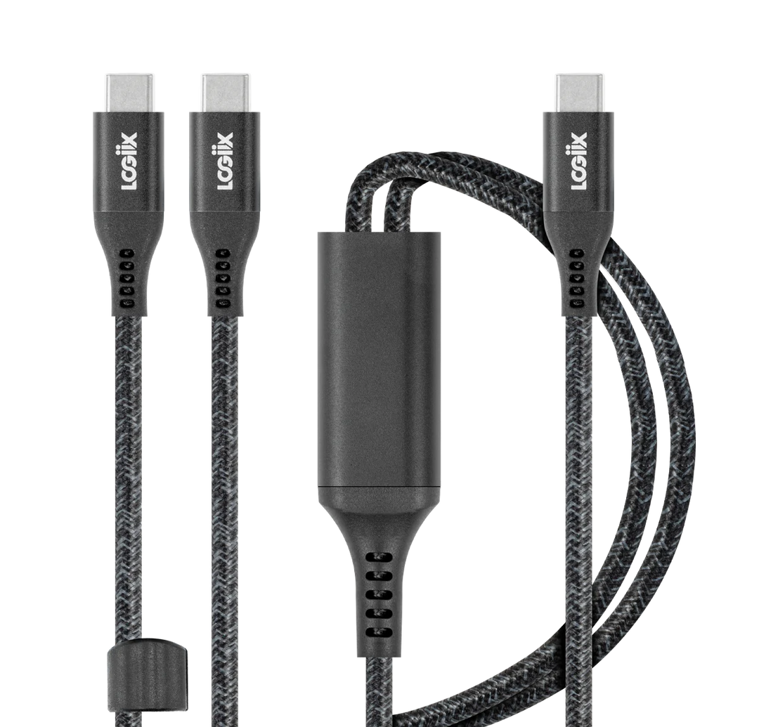 LOGiiX | Piston Connect USB-C to 2x USB-C cable - Black 1.5M 100W | LGX-13927