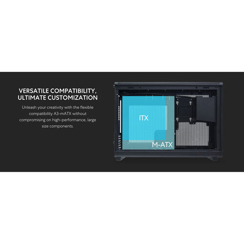 Lian-LI | CS Front Panel Mini Tower MicroATX Chassis - Black Wood | A3-MATX-WD BLACK