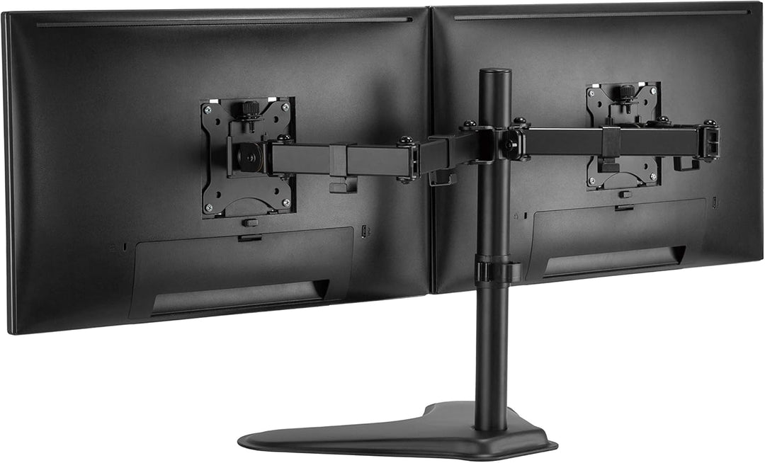 Amer | Dual Monitor Free Standing Desk Mount for 2 Screens up to 32 Heavy Duty fully Adjustable - Black | 2EZSTAND