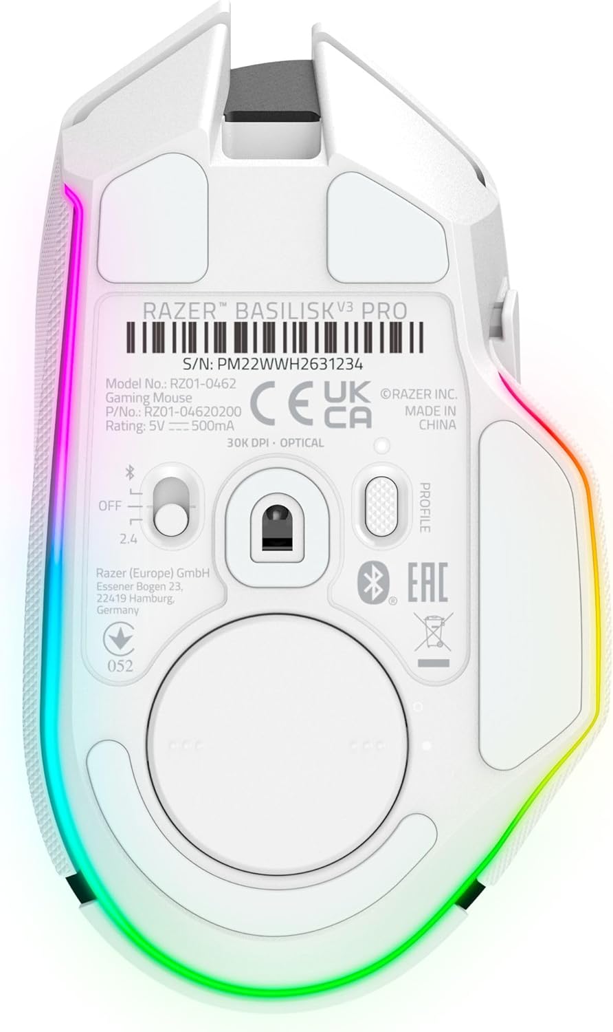 Razer Renewed | Basilisk V3 X HyperSpeed Gaming Mouse - White | RZ01-04870300-R3UR | 60 DAYS WARRANTY