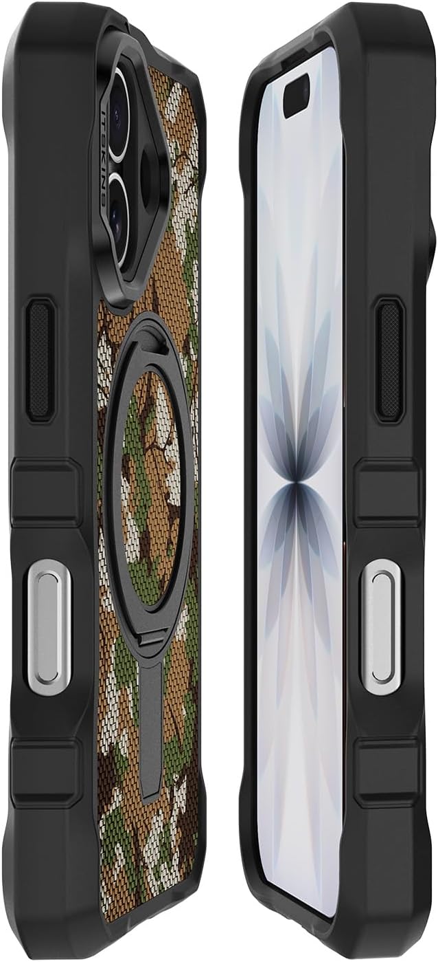 ITSKINS | Supreme_R Stand Nylon MagSafe Case  for iPhone 17 -  Camouflage Green | AP7NFONYLCAMG