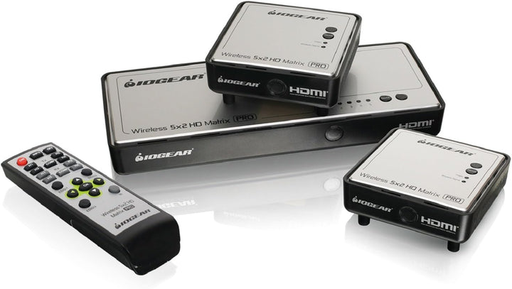 IOGEAR | Long Range Wireless 5x2 HDMI Matrix PRO with 1 Additional Receiver | GWHDMS52MBK2