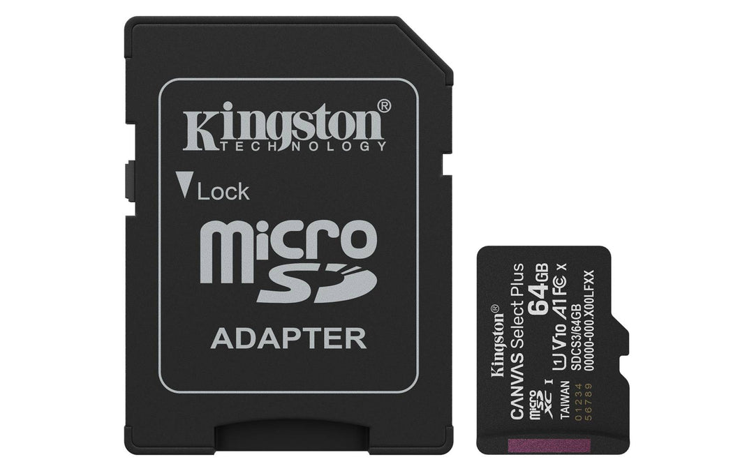 Kingston | Canvas Select Plus Gen3 64GB microSDXC Memory Card with Adapter | SDCS3/64GB
