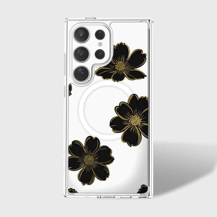 Caseco | Black Flower Samsung S25 Ultra - Clear / Black | ED24D8-FLB