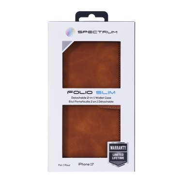 SPECTRUM | Folio Slim Detachable 2-1 Wallet iPhone 17 Case - Brown | 2005FOLIO