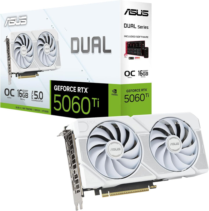 ASUS | Dual GeForce RTX 5060 Ti 16GB GDDR7 OC Edition - White  | DUAL-RTX5060TI-O16G-WHITE