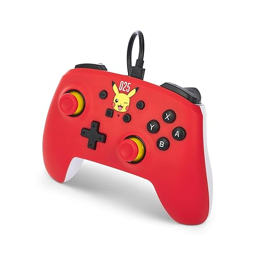 PowerA | Enhanced Wired Controller for Nintendo Switch - Laughing Pikachu - Red |
