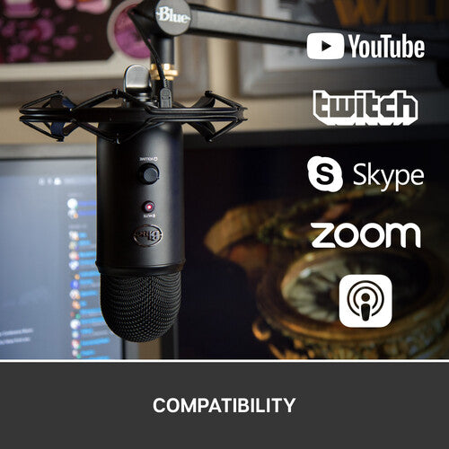 Blue | Pro Streaming Bundle with Yeti USB Microphone, Radius III and Compass - Black | 988-000107