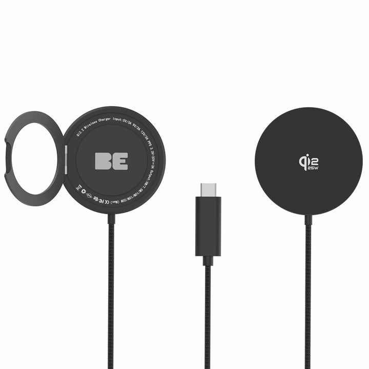 Blu Element | PowerPuck25 Wireless Charger with Kickstand Qi2.2 25W - Black | BEWCQi22PB