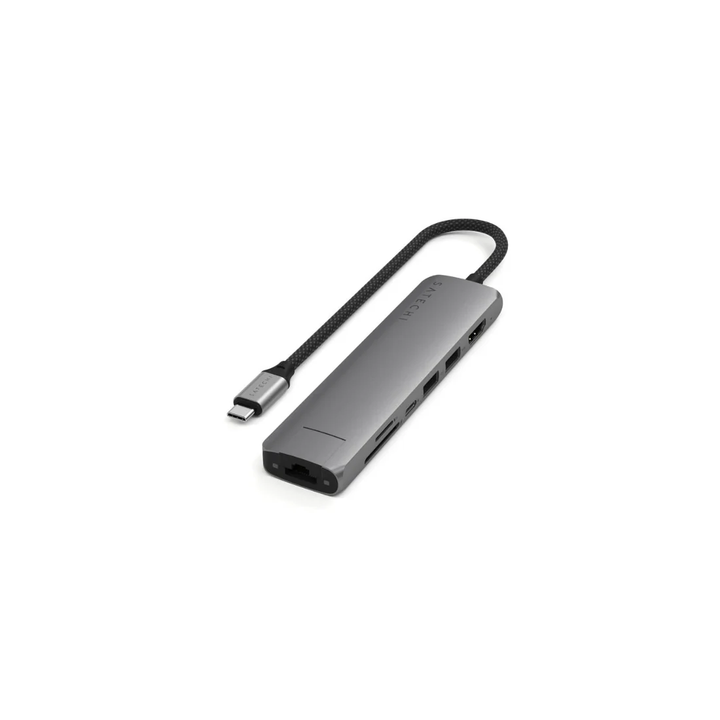 Satechi | 7-in-1 USB-C Slim Multiport Adapter w/Ethernet - Space Grey | ST-P7SM