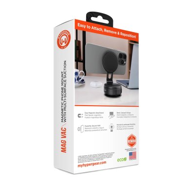 HyperGear | Mag Vac Magnetic Phone Mount with Vacuum Suction Cup Base - Black | 16348