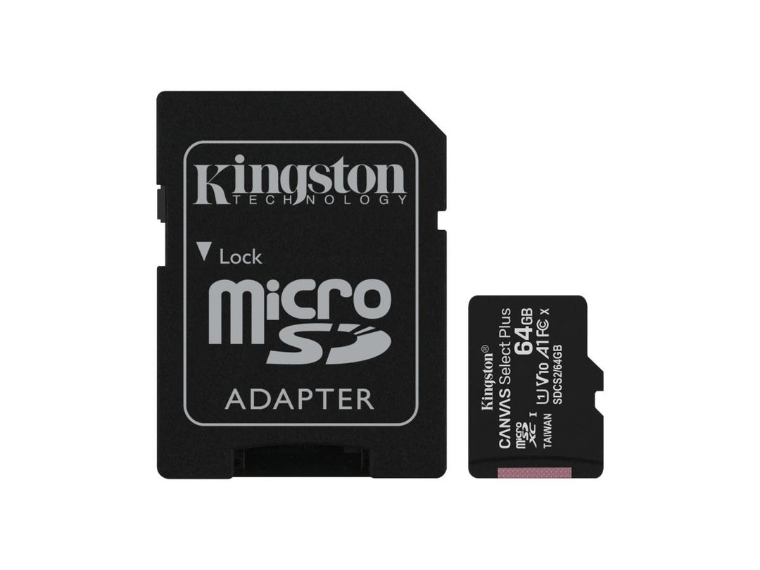 //// Kingston | Canvas Select Plus 64GB UHS-I microSDXC Memory Card with SD Adapter |  DCS2/64GB-2P1ACR