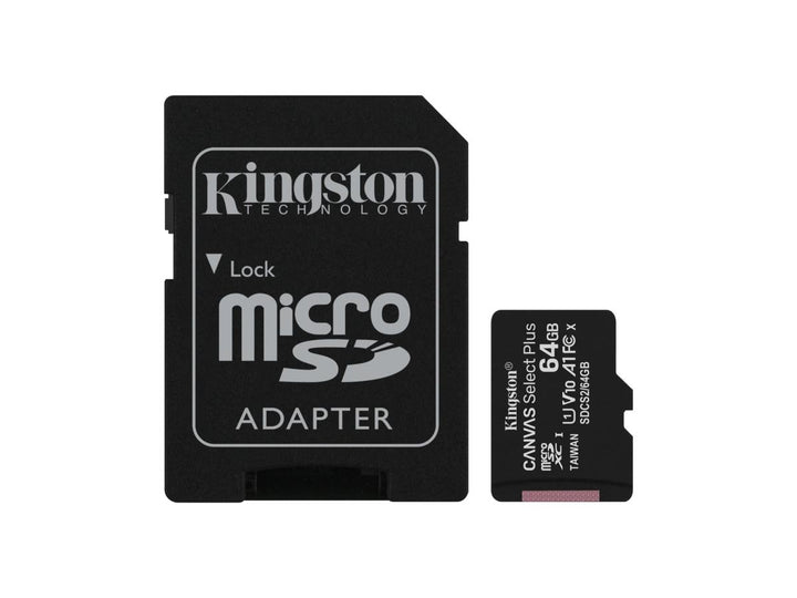 //// Kingston | Canvas Select Plus 64GB UHS-I microSDXC Memory Card with SD Adapter |  DCS2/64GB-2P1ACR