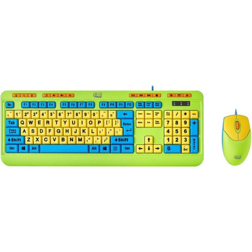 Adesso | Antimicrobial Desktop Multimedia Keyboard & Mouse Combo for Kid | AKB-132DB