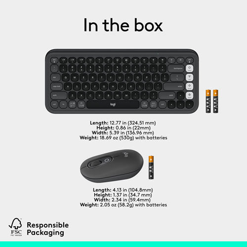 Logitech | POP Bluetooth Optical Keyboard & Mouse Combo - Graphite / Off-White - English | 920-013135