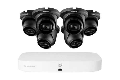 Lorex | Fusion Series 4K Camera Capable 4 Cameras - 2TB Wired NVR System with A14 IP Dome Cameras - Black | N4K2-84BD-6