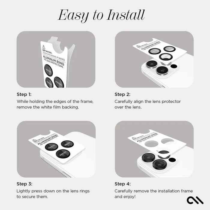 Case-Mate | Aluminum Ring Glass Lens Protector iPhone 16 Pro Max / 16 Pro - Black | 15-13312