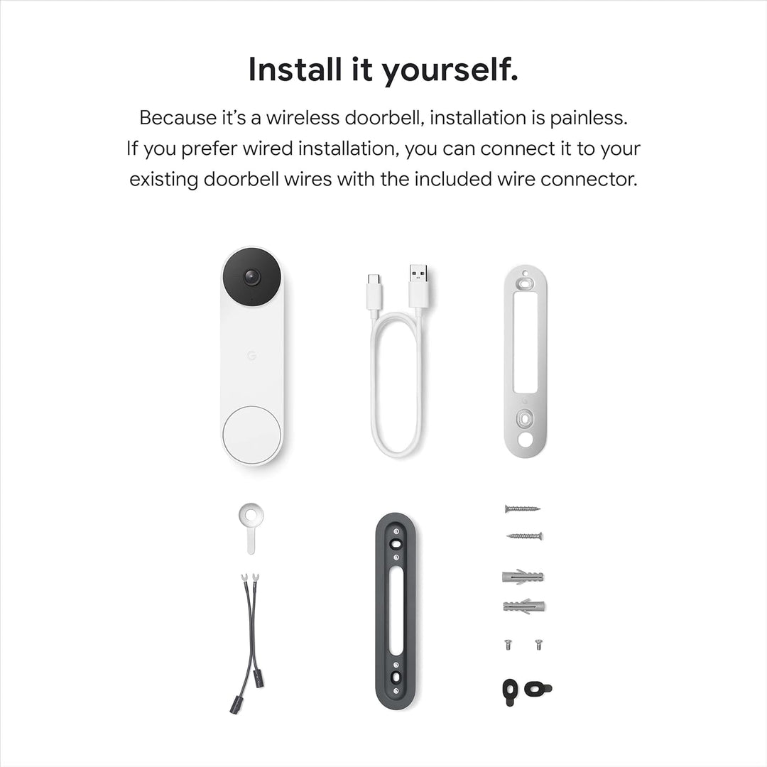 Google | Nest Doorbell Battery Wire-Free Video Doorbell - White | GA01318-CA