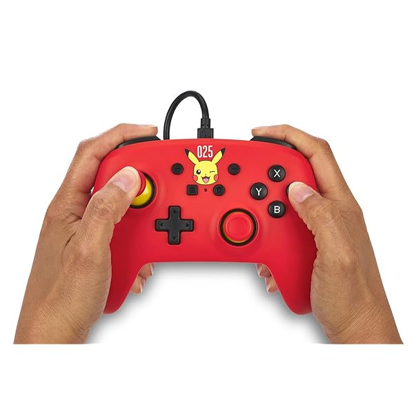 PowerA | Enhanced Wired Controller for Nintendo Switch - Laughing Pikachu - Red |