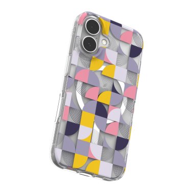ZAGG | Milan Graphene Snap Case iPhone 16 - Pink/Grey Geometric | 15-13588