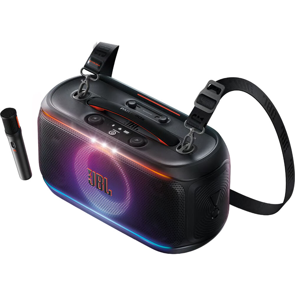 JBL | Partybox On-the-Go 2 Party Speaker with Wireless Microphone - Black | JBLPBOTG2PLBAM