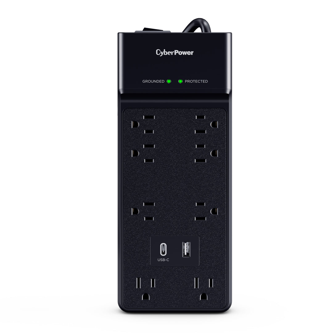 CyberPower | Surge Protector NEMA 5-15P Input - 8 - NEMA 5-15R 1 Type A, 1 Type C Output - Black | CSP806UC18