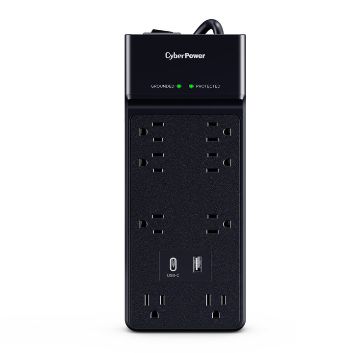CyberPower | Surge Protector NEMA 5-15P Input - 8 - NEMA 5-15R 1 Type A, 1 Type C Output - Black | CSP806UC18