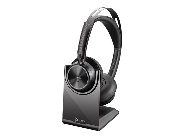 Poly Voyager | Focus 2 Headset On-Ear Bluetooth Wireless Active Noise Canceling USB-C Via Bluetooth adapter  Zoom Certified Certified for Microsoft Teams - Black Stand |  9T9J6AA#AC3