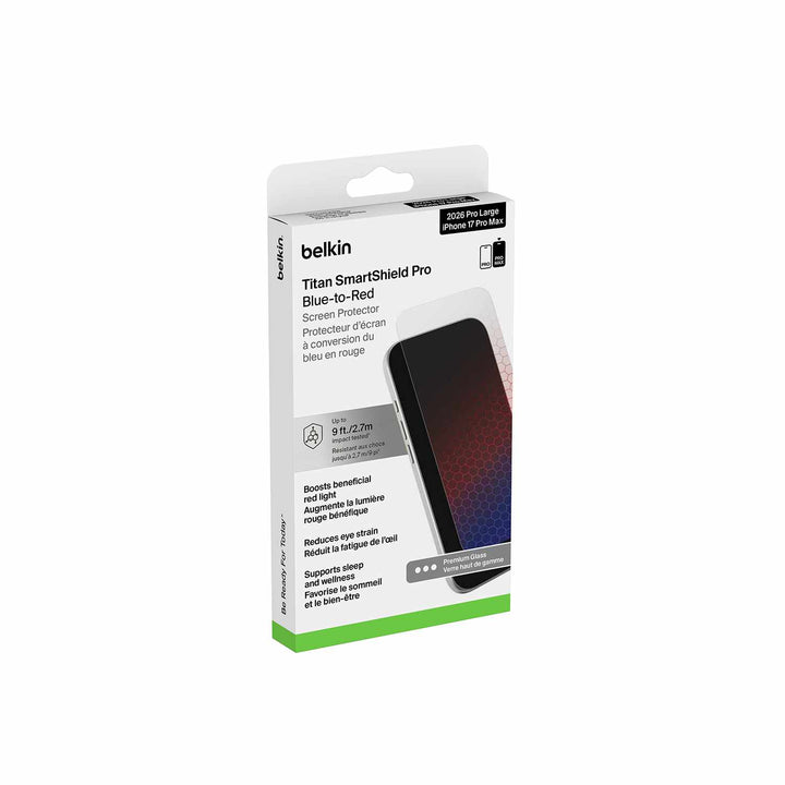 Belkin | TITAN SmartShield Pro Screen Protector Blue to Red Light for iPhone 18 Pro Max/17 Pro Max |  OVA296bk