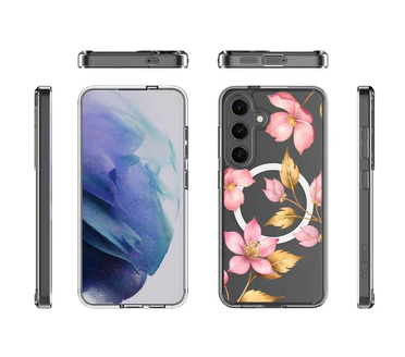 Caseco | Clear Design Case Samsung S24 - Pink Wildflower | ED24C1-00FW