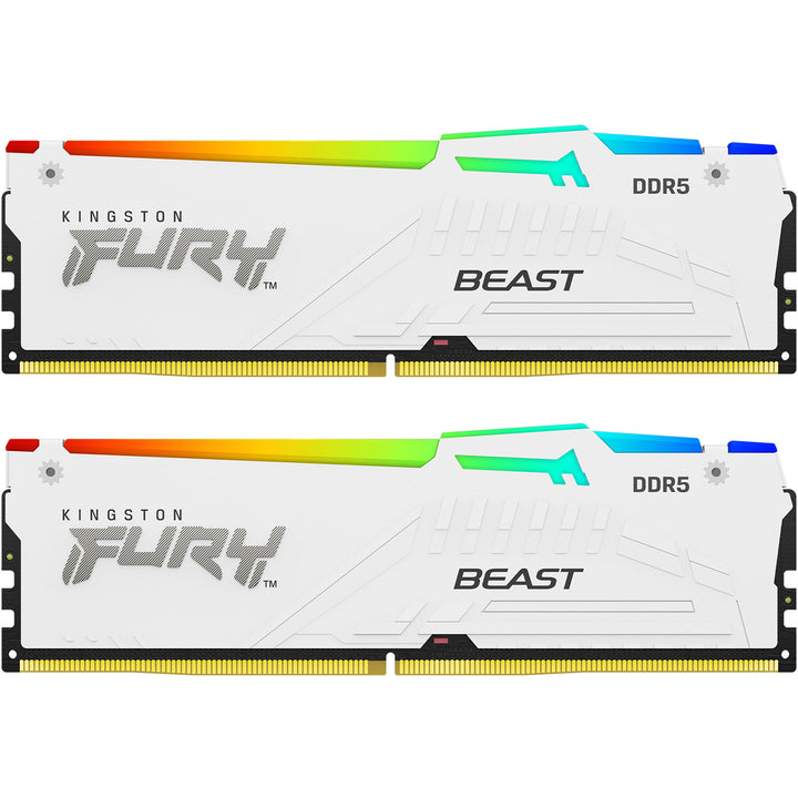 Kingston | FURY Beast RGB 32GB DDR5 5600MHz CL40 Intel XMP Certified Dual Channel Kit (2x 16GB) - White | KF556C40BWAK2-32
