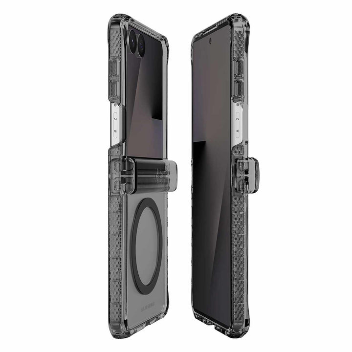 ITSKINS | Hybrid_R Hinge Clear w/Magnets Case for Samsung Galaxy Z Flip 8 | SGB8HIMCLSMOK
