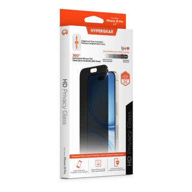 HyperGear | 4-way Privacy Glass iPhone 18 Pro Screen Protector w/Dust-Free Install Tray | 16684