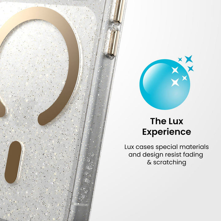 Speck | Presidio Lux + C-Magsafe  iPhone 18 Pro / 17 Pro with Camera Control  - Gold Glitter | 151106-9221
